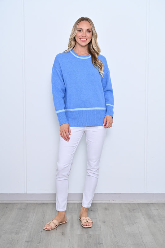 Romona Round Neck Knit Jumper - Blue