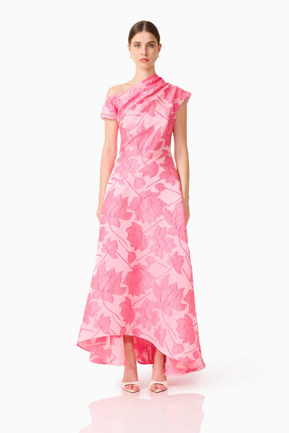 Elliatt Dionne Asymmetrical Maxi Gown - Pink Floral