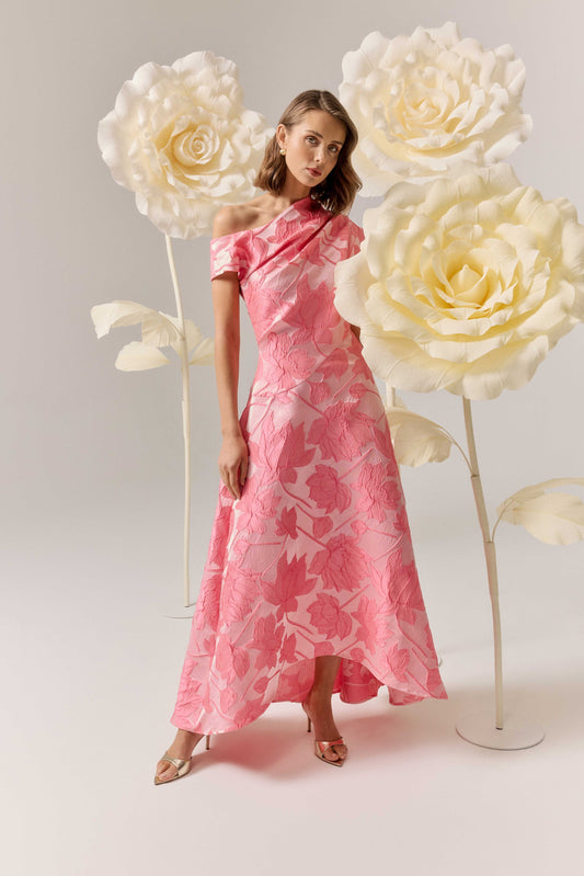 Elliatt Dionne Asymmetrical Maxi Gown - Pink Floral