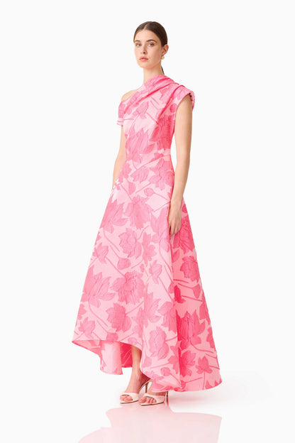 Elliatt Dionne Asymmetrical Maxi Gown - Pink Floral