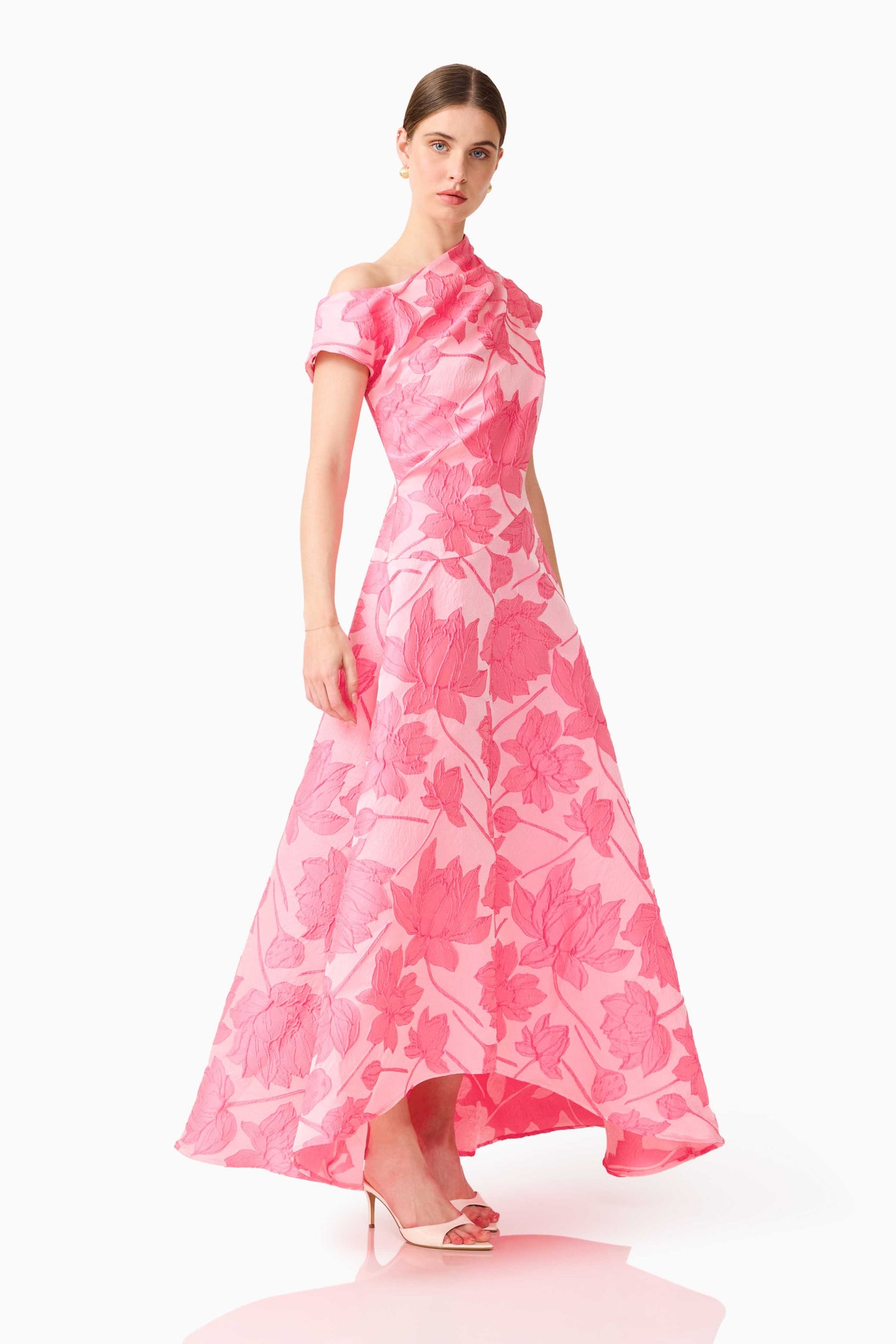 Elliatt Dionne Asymmetrical Maxi Gown - Pink Floral