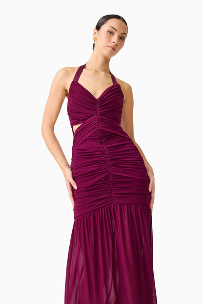 Elliatt Elena Halter Neck Gown - Plum Red