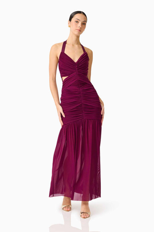 Elliatt Elena Halter Neck Gown - Plum Red