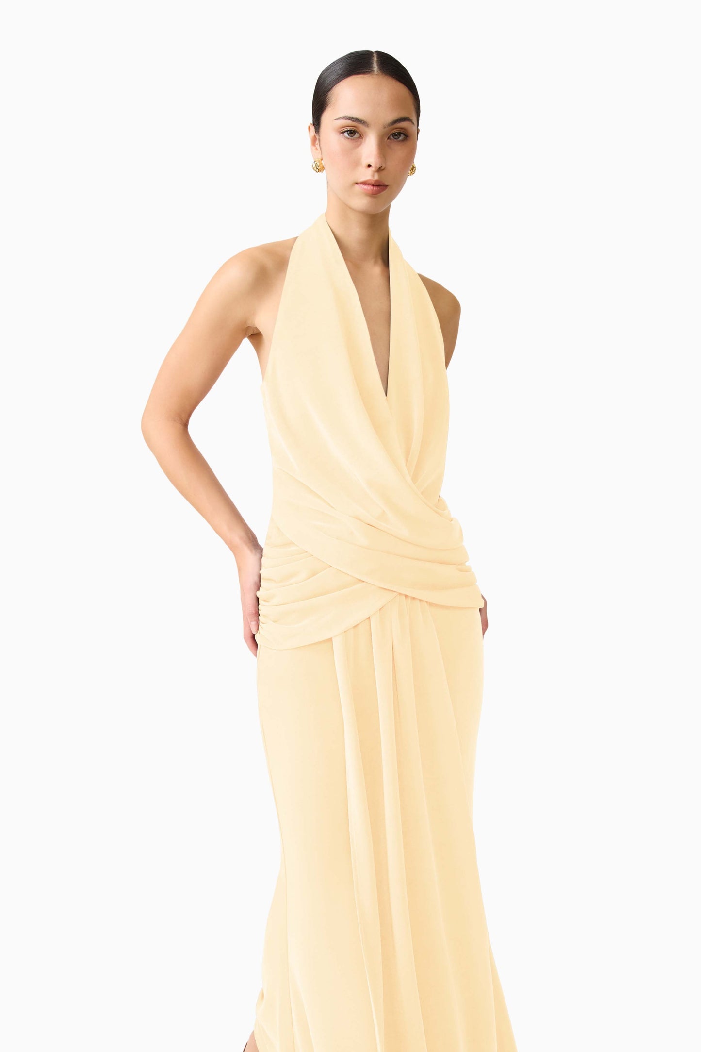 Elliatt Simone Cowl Neck Gown - Buttercup Yellow