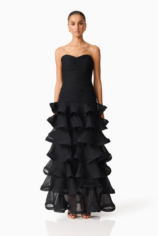 Elliatt Evelin Tiered Gown - Black