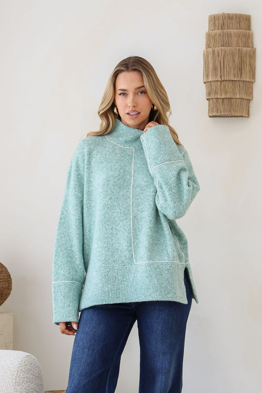 Inferno Contrast Trim Knit - Sage