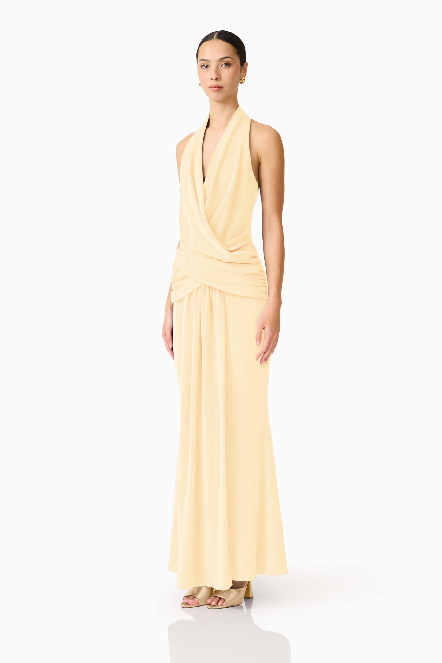 Elliatt Simone Cowl Neck Gown - Buttercup Yellow