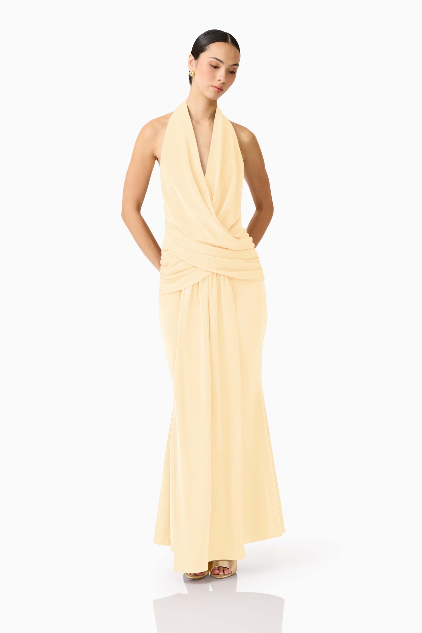 Elliatt Simone Cowl Neck Gown - Buttercup Yellow