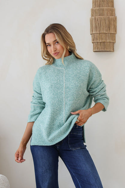 Inferno Contrast Trim Knit - Sage