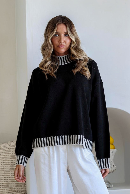 Tilly Blanket Stitch Knit - Black