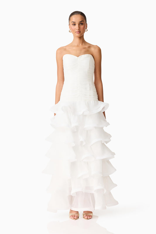 Elliatt Evelin Tiered Gown - White