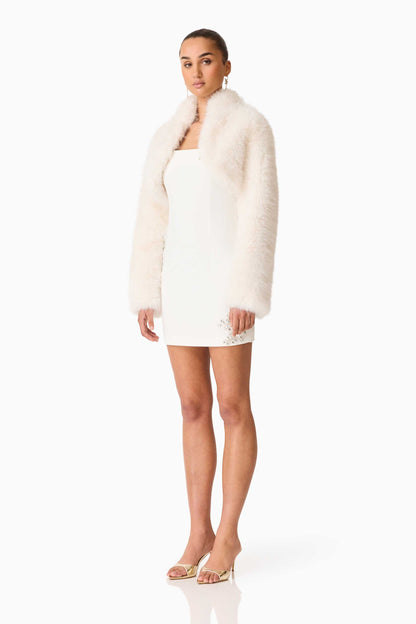 Elliatt Lucyna Faux Fur Cropped Long Sleeve Jacket