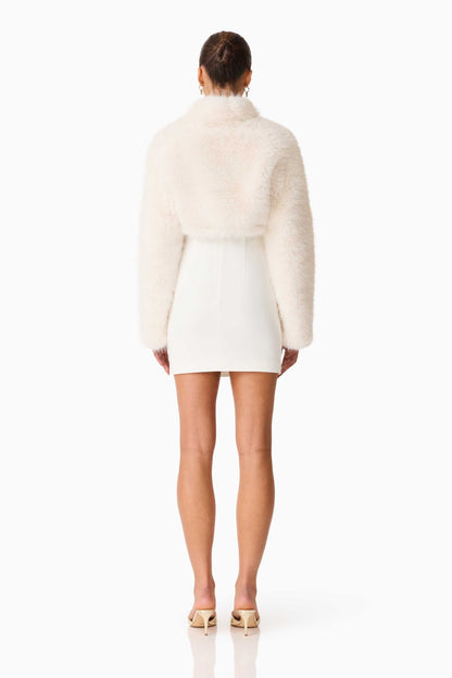 Elliatt Lucyna Faux Fur Cropped Long Sleeve Jacket