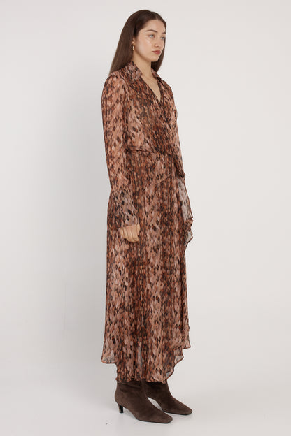 Fate & Becker Isla Wrap Dress - Brown Snake Print