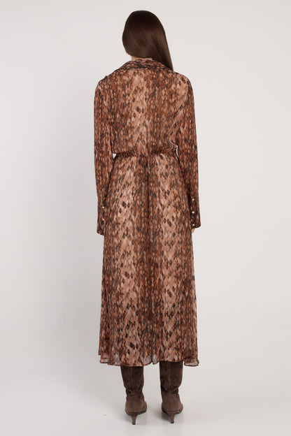 Fate & Becker Isla Wrap Dress - Brown Snake Print