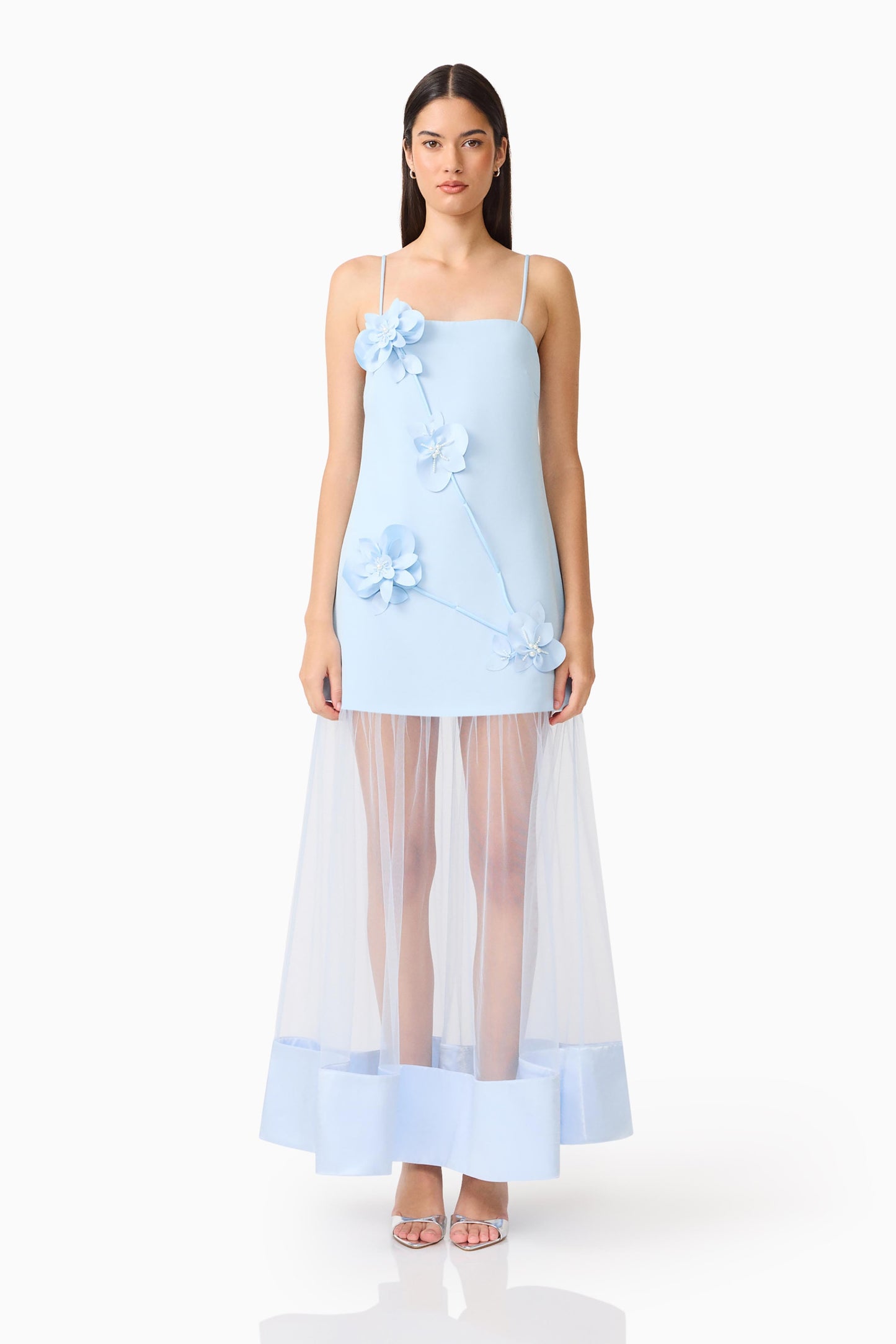 Elliatt Reina 3D Floral Gown - Sky Blue