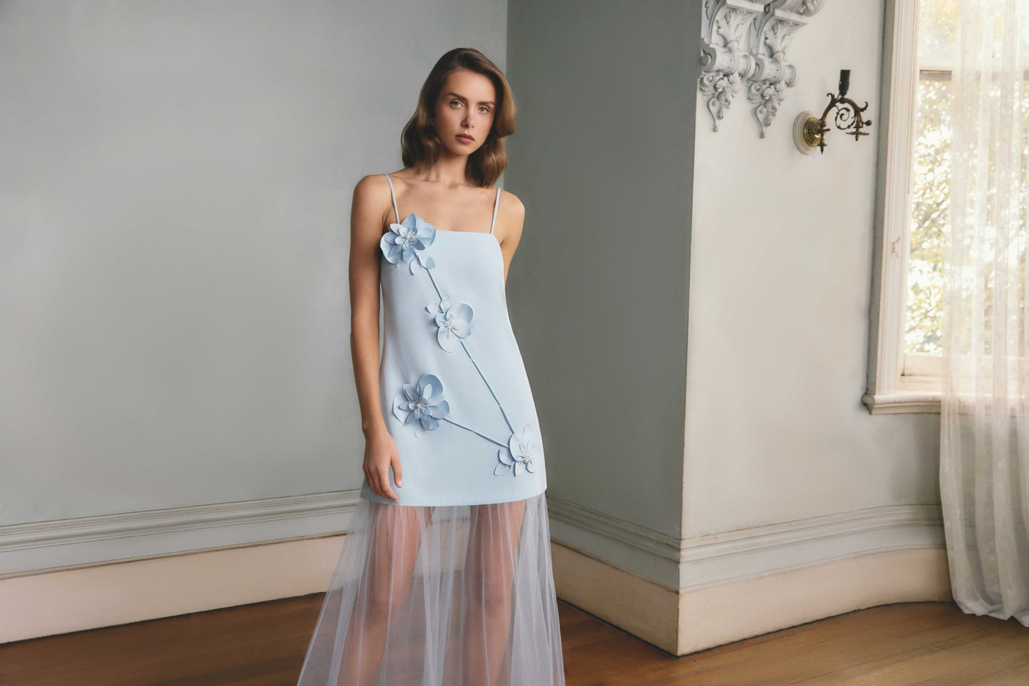 Elliatt Reina 3D Floral Gown - Sky Blue
