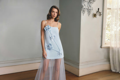 Elliatt Reina 3D Floral Gown - Sky Blue