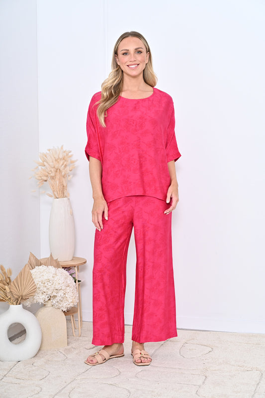 Saski Floral Blouse - Hot Pink