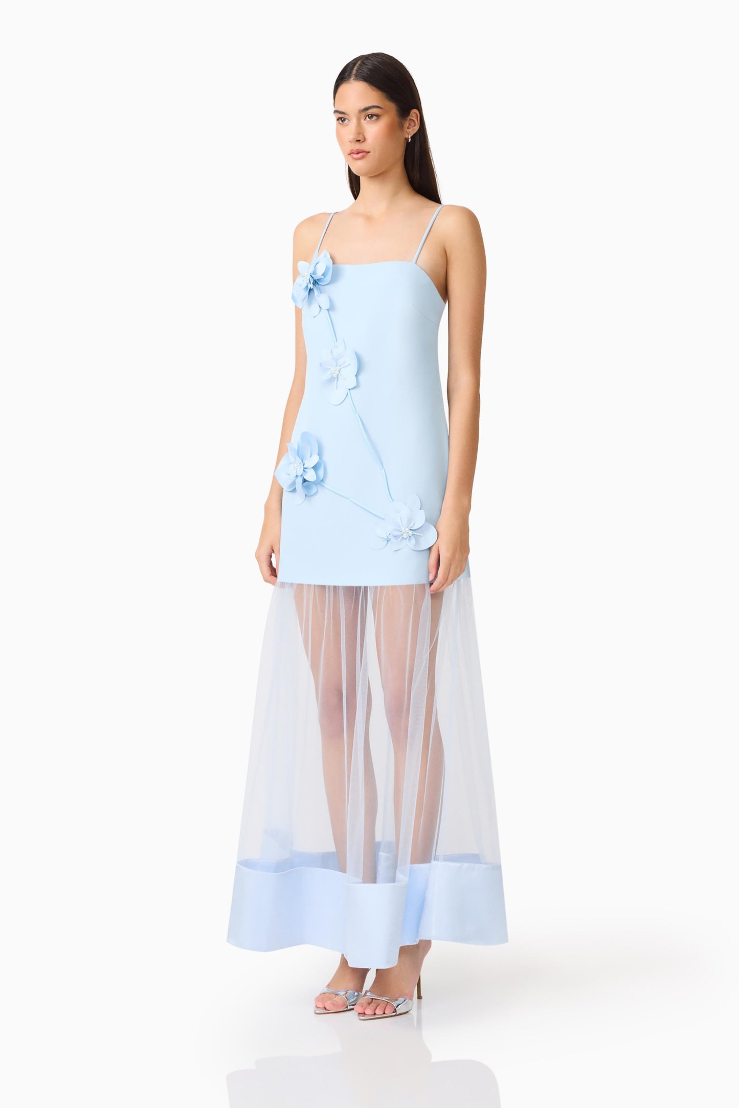 Elliatt Reina 3D Floral Gown - Sky Blue