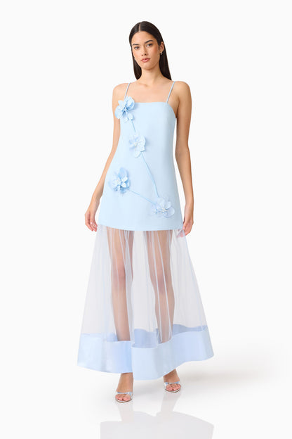 Elliatt Reina 3D Floral Gown - Sky Blue