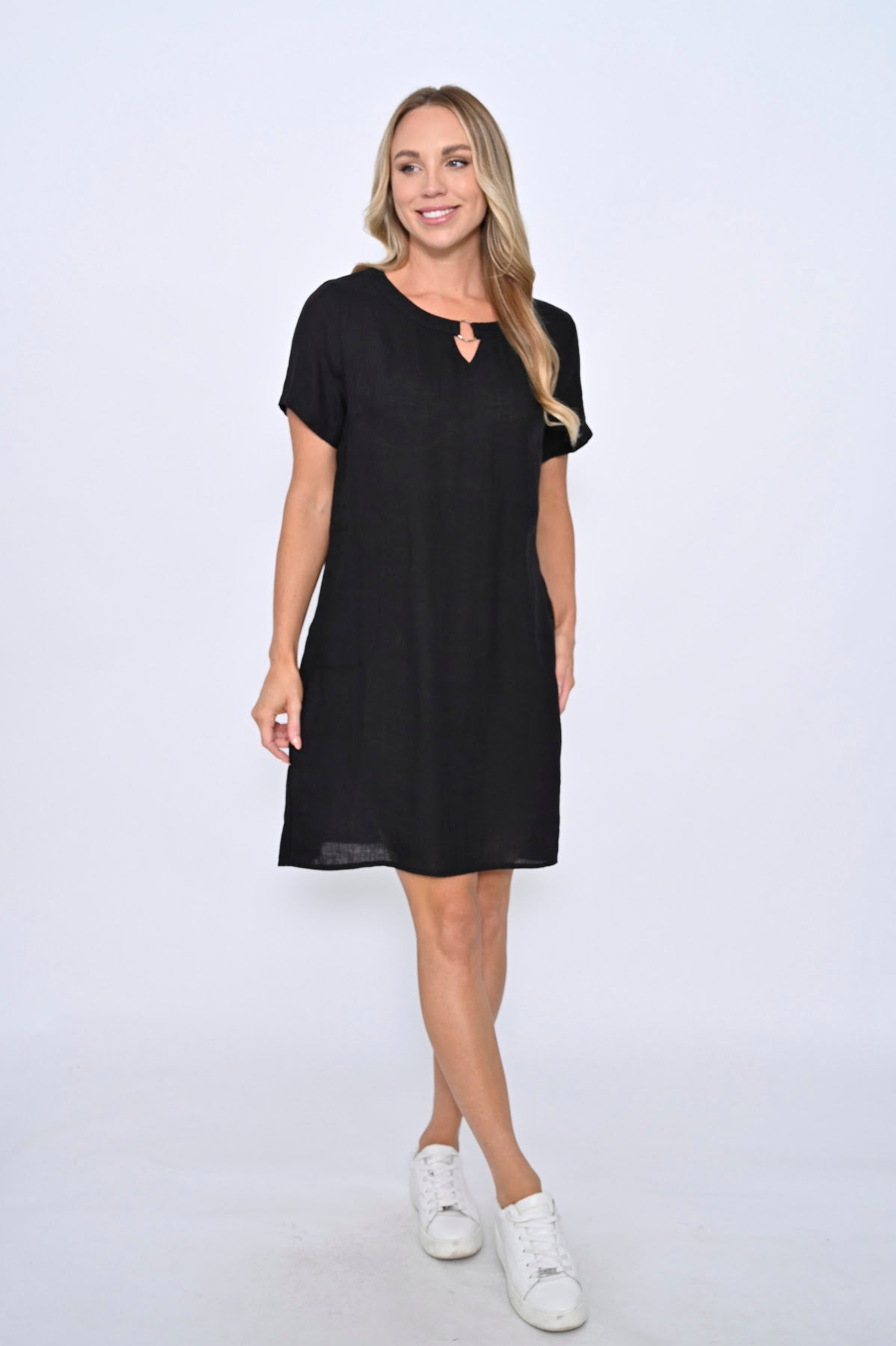 Peta Linen Mini Dress - Black