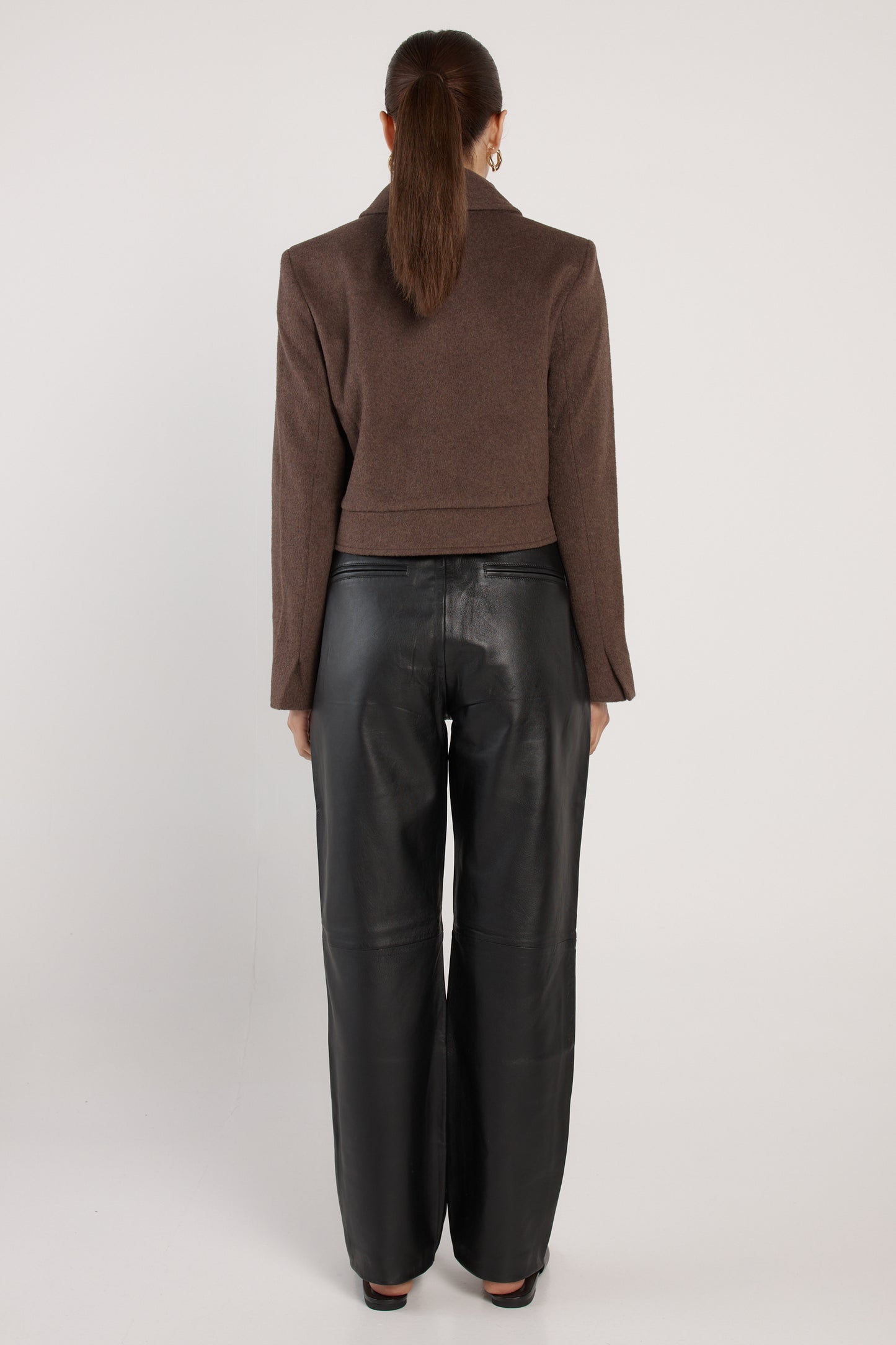 Fate & Becker Devyn Wool Blend Cropped Jacket - Chocolate Brown