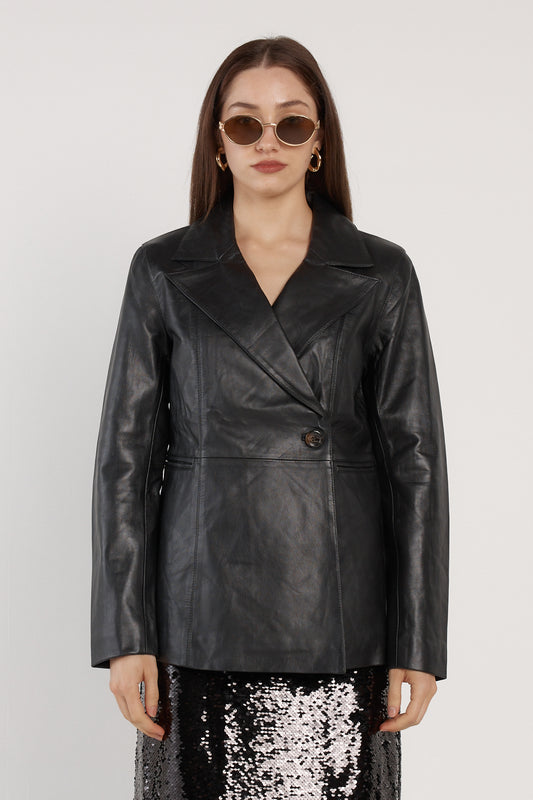 Fate & Becker Sorrel Leather Blazer - Black