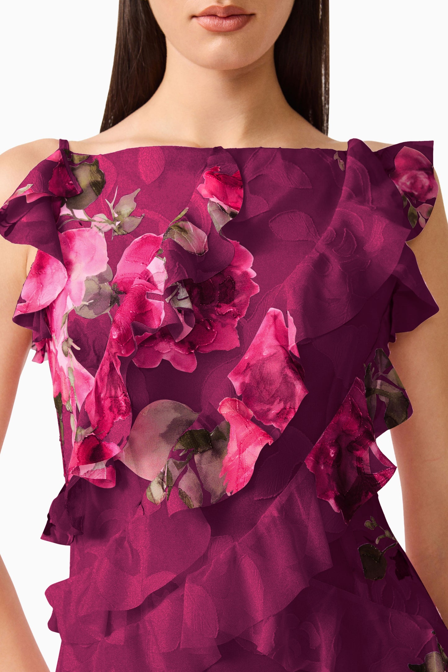 Elliatt Eleanora Ruffle Gown - Raspberry