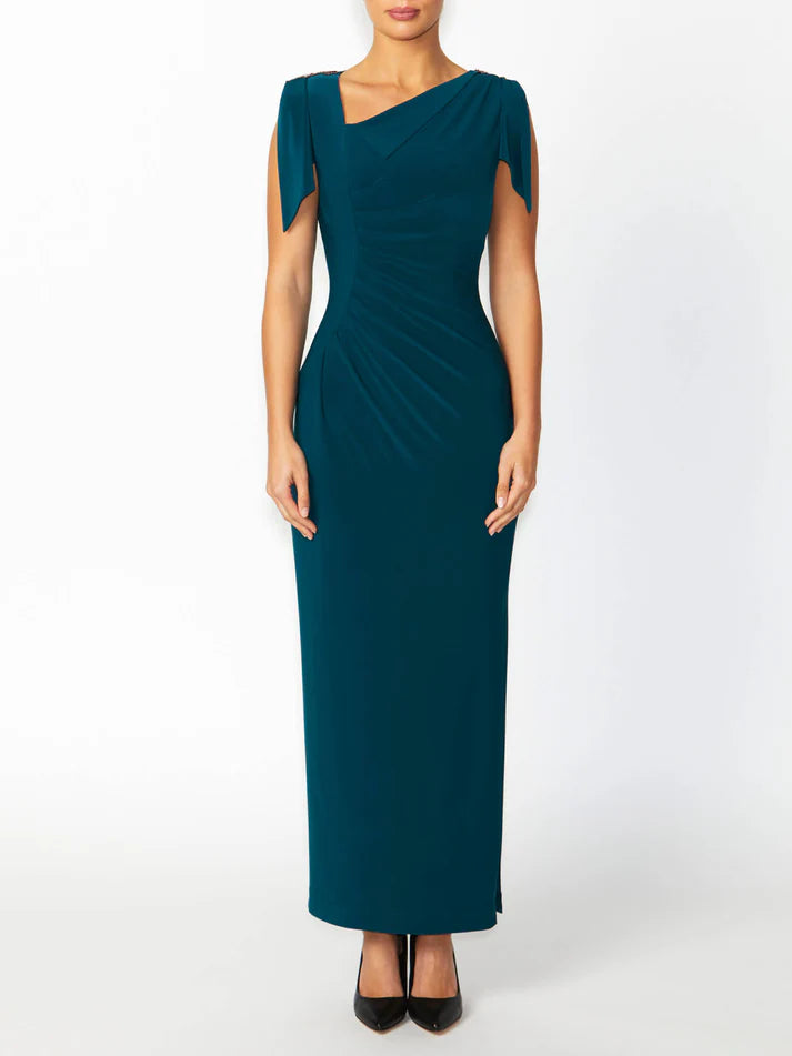 Anthea Crawford Hebe Jersey Gown - Petrol Green