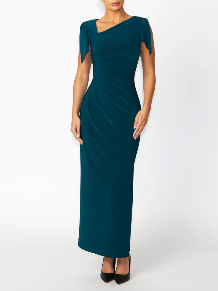 Anthea Crawford Hebe Jersey Gown - Petrol Green