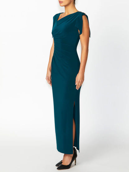 Anthea Crawford Hebe Jersey Gown - Petrol Green