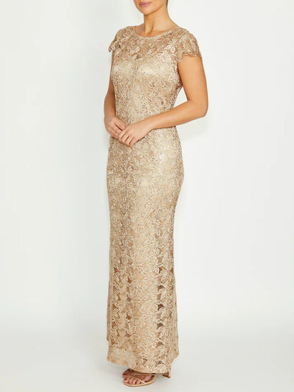 Anthea Crawford  Millicent Champagne Lace Dress COMING SOON