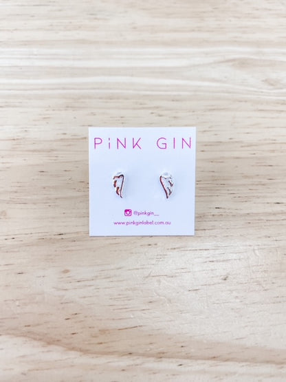 Pink Gin Angels Love Earrings - Silver