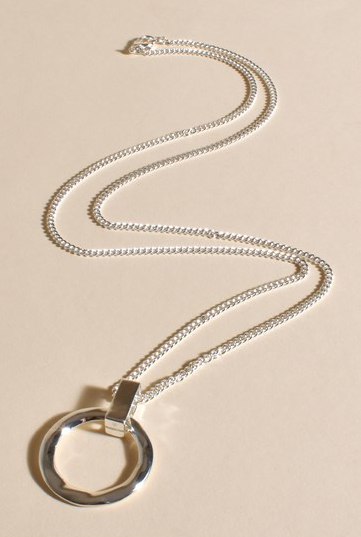 Adorne Fine Ring Drop Pendant Necklace - Sliver